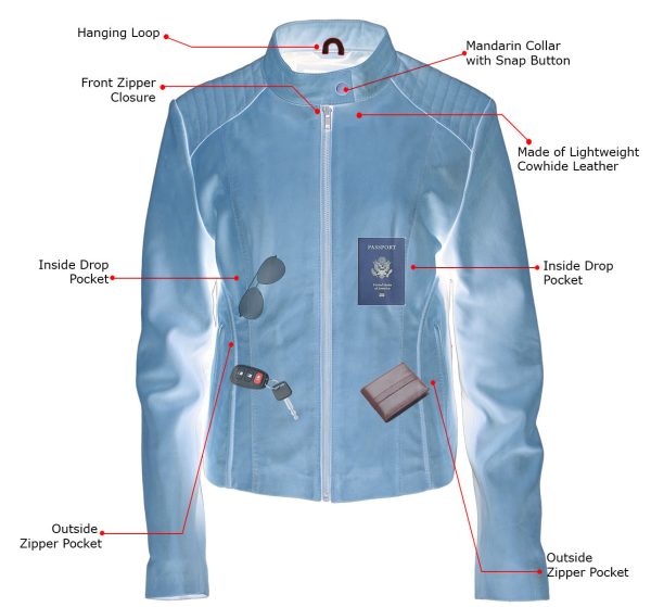 Milwaukee Leather LKL2736 Women s Cognac Premium Leather Scuba Style Biker Jacket w  Mandarin Collar For Cheap - Image 5