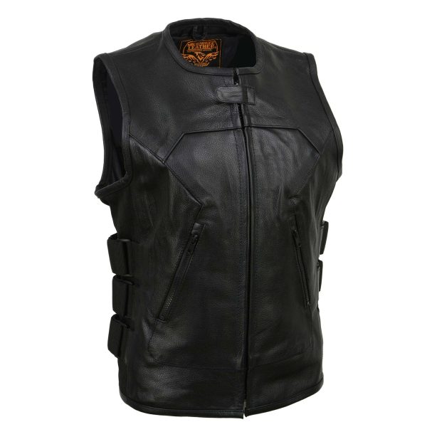 Milwaukee Leather MLL4501 Women s Bullet Proof Style Swat Rider Leather Vest W  Single Panel Back for Club Patches For Cheap