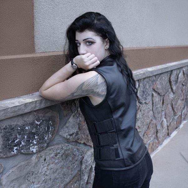 Milwaukee Leather MLL4501 Women s Bullet Proof Style Swat Rider Leather Vest W  Single Panel Back for Club Patches For Cheap - Image 2
