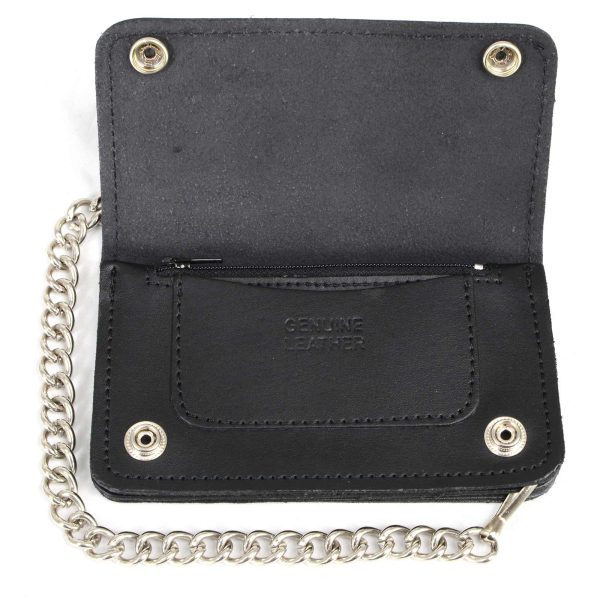Milwaukee Leather MLW7801 Men s 6” Leather Long Bi-Fold Biker Wallet w  Anti-Theft Stainless Steel Chain and Buffalo Nickel Snaps Online - Image 2