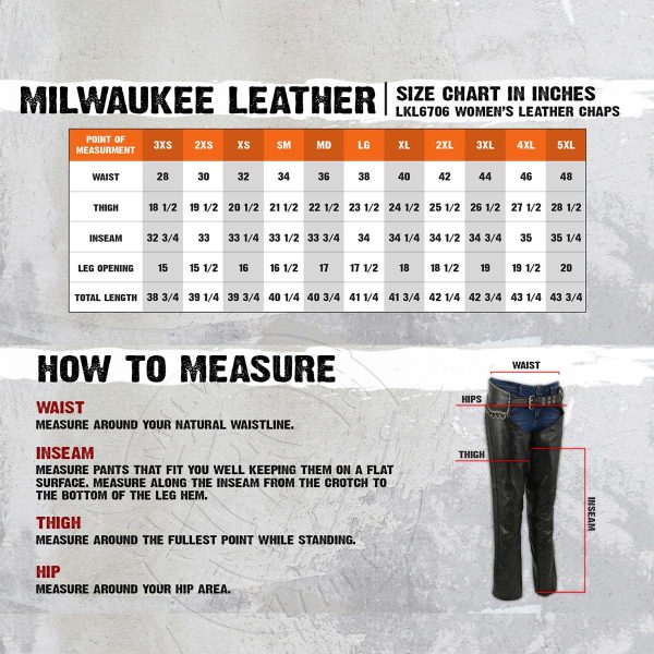 Milwaukee Leather LKL6706 Women s Classic Black Leather Motorcycle Biker Rider Chaps w  Bling Detail Fashion - Image 3