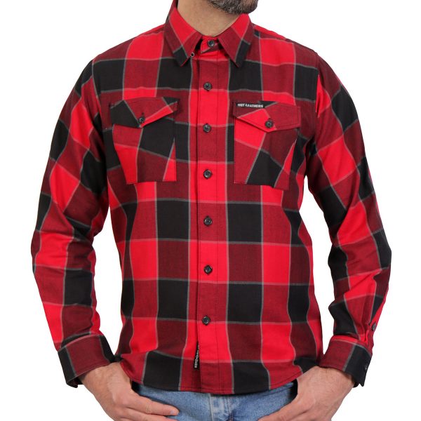 Hot Leathers FLM2019 Men s Red Black and Gray Long Sleeve Flannel Shirt Online now