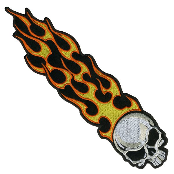Hot Leathers PPA1192 Long Flaming Skull 1  x 5  Patch Sale