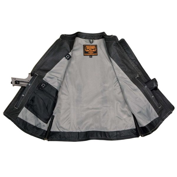 Milwaukee Leather MLL4507 Women s Black Leather Orange Accented Laser Cut Vented Scuba Style Motorcycle Rider Vest Hot on Sale - Image 5
