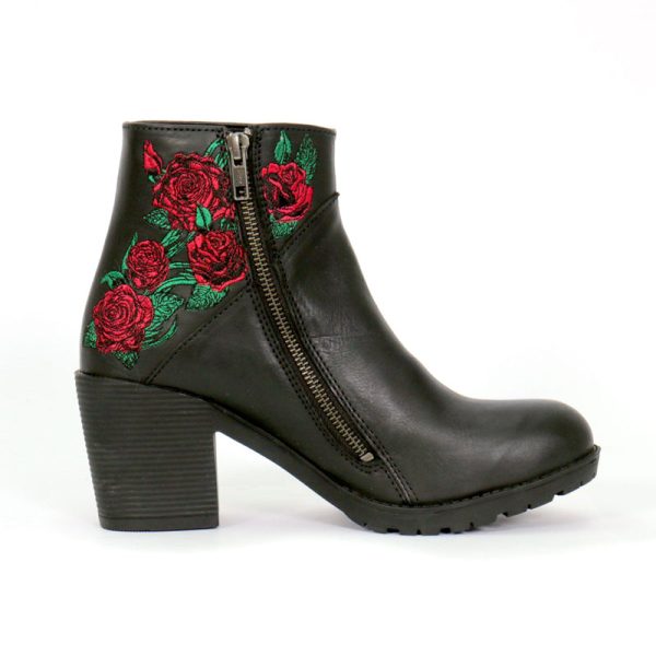 Hot Leathers BTL1008 Ladies Black Wild Roses Zipper Boot For Discount - Image 2